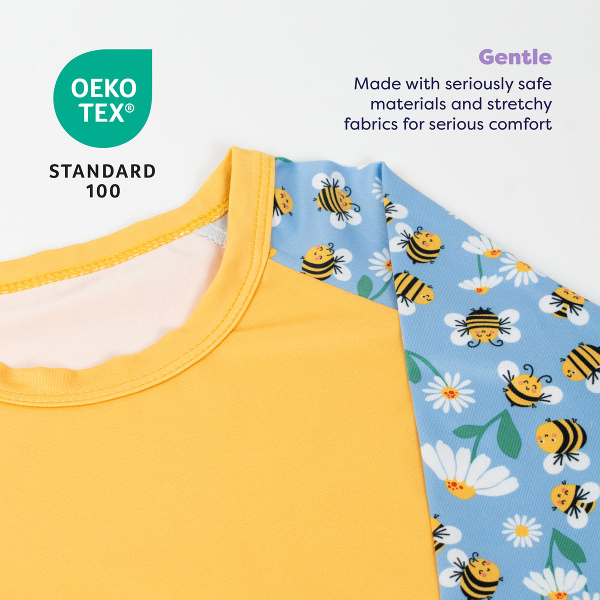 3 Piece Baby Swim Set with Swim Nappy, Swim top and Swim Hat in Busy Bees - Bambino Mio (EU)