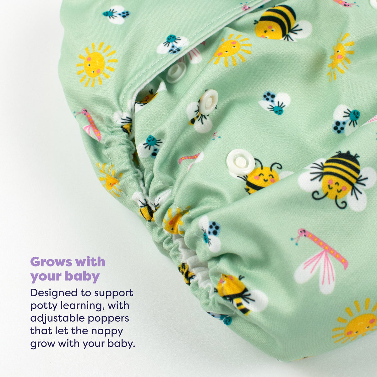 3 Pack Miosolo All-in-One Reusable Diaper in Bugs Life