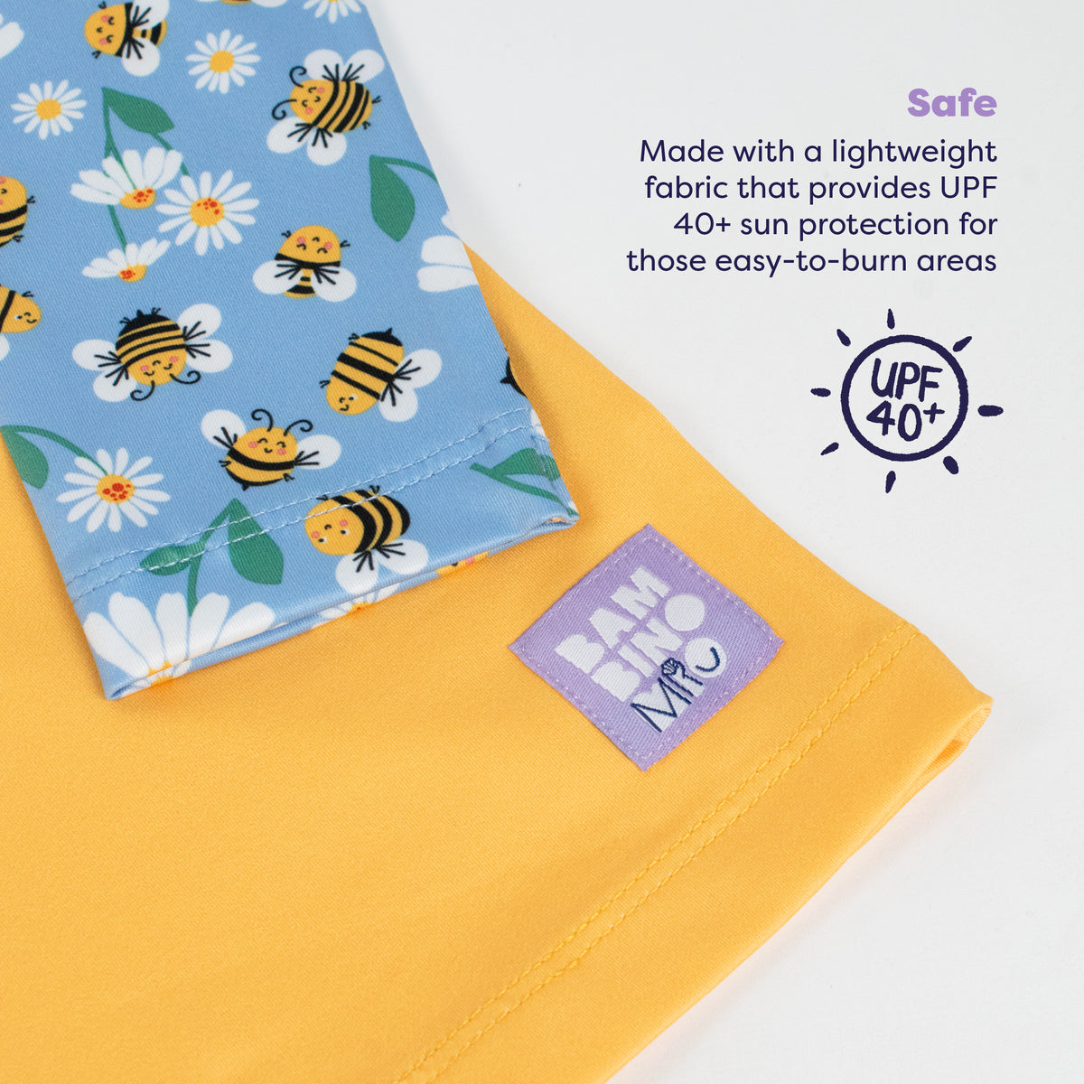 UPF 40+ Soft and Gentle Protective Beach Rash Vest in Busy Bees - Bambino Mio (EU)