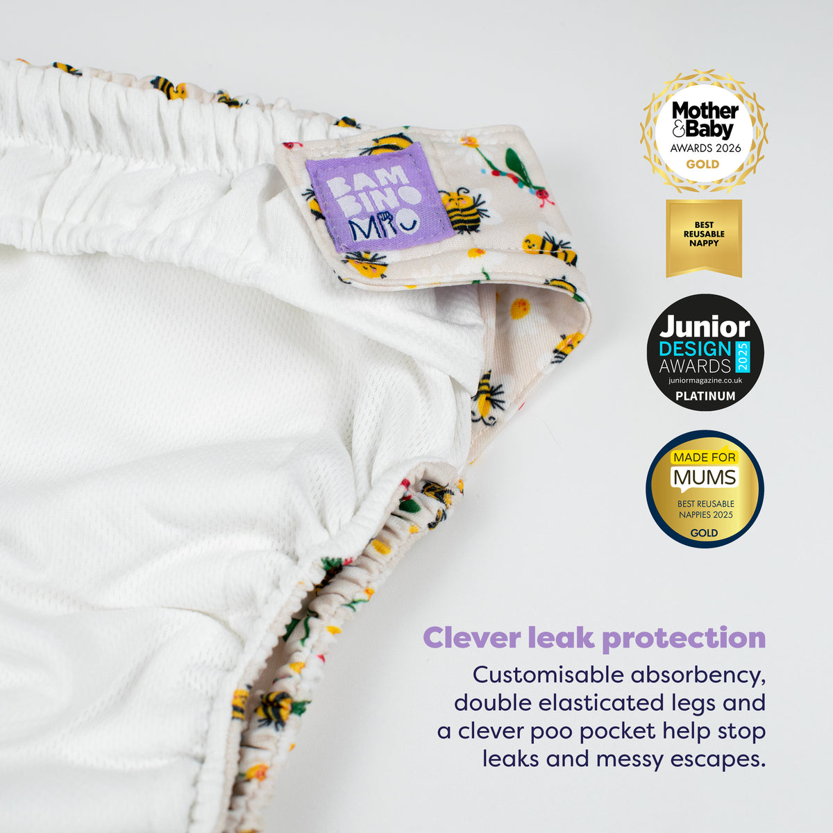 Revolutionary Reusable Diaper in Busy Bees - Bambino Mio (EU)