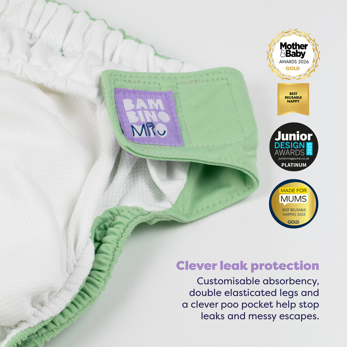Revolutionary Reusable Diaper in Mint - Bambino Mio (EU)