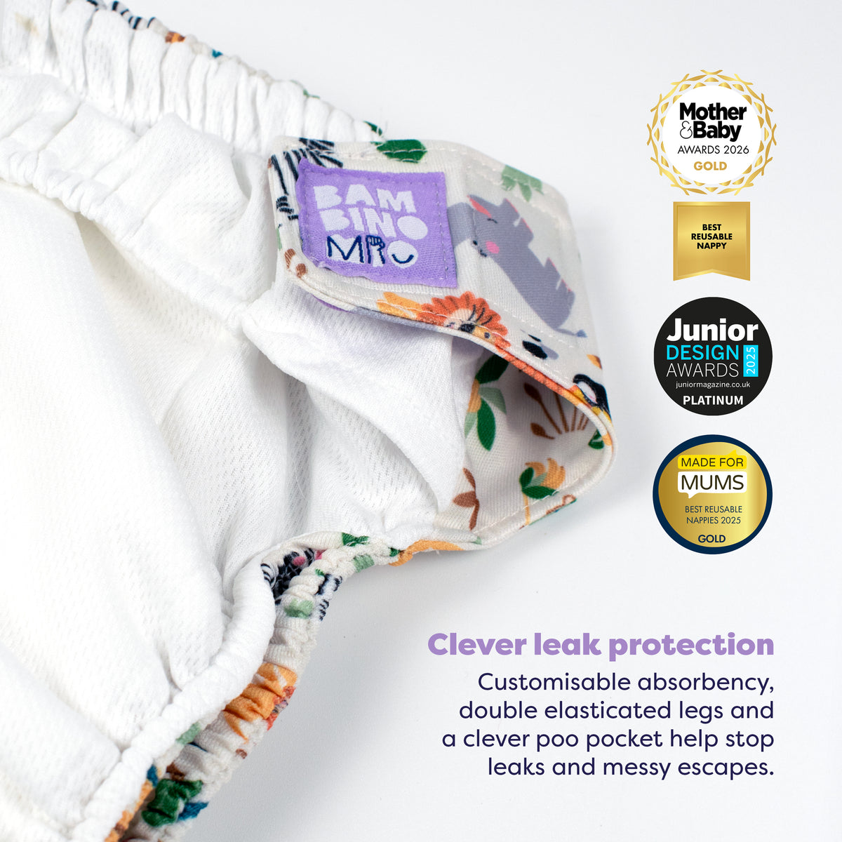 Revolutionary Reusable Diaper in Safari Squad - Bambino Mio (EU)