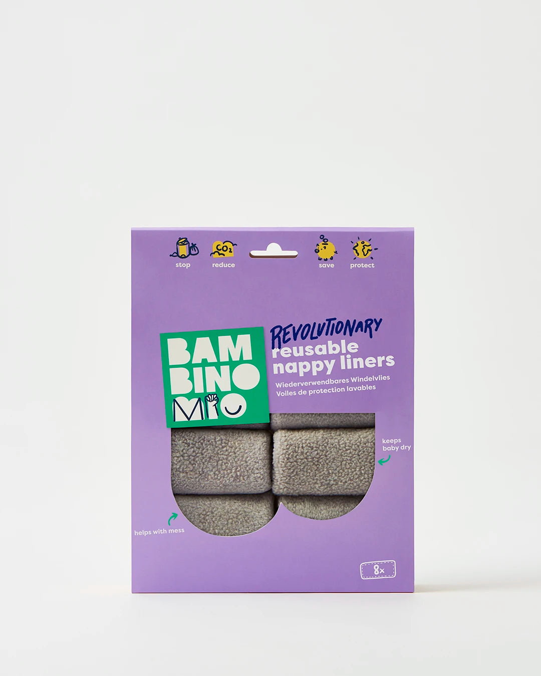 Reusable Diaper Liners for Rev Nappy - 8 Pack - Bambino Mio (EU)