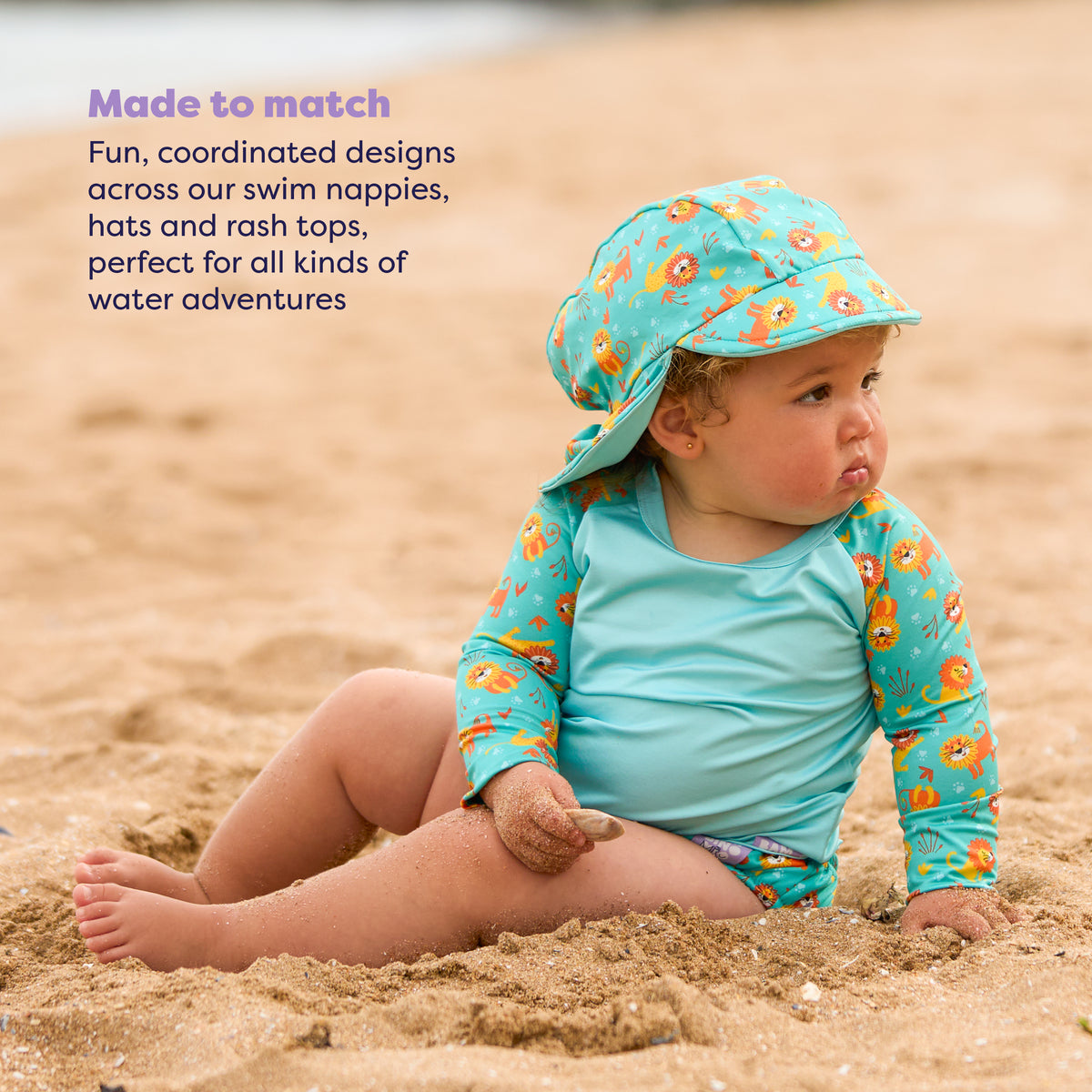 UPF 40+ Soft and Gentle Protective Beach Rash Vest in Cool Cats - Bambino Mio (EU)