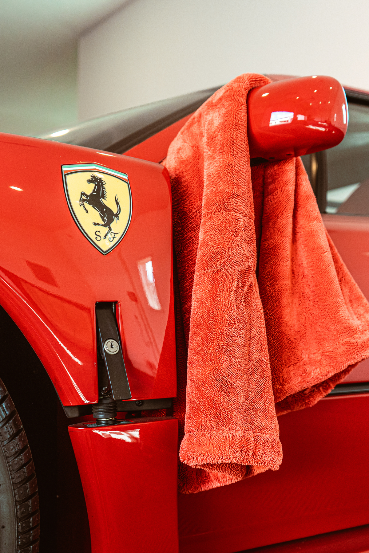 Blackline twisted-loop microfiber drying towel shown in a lifestyle or detail photograph.