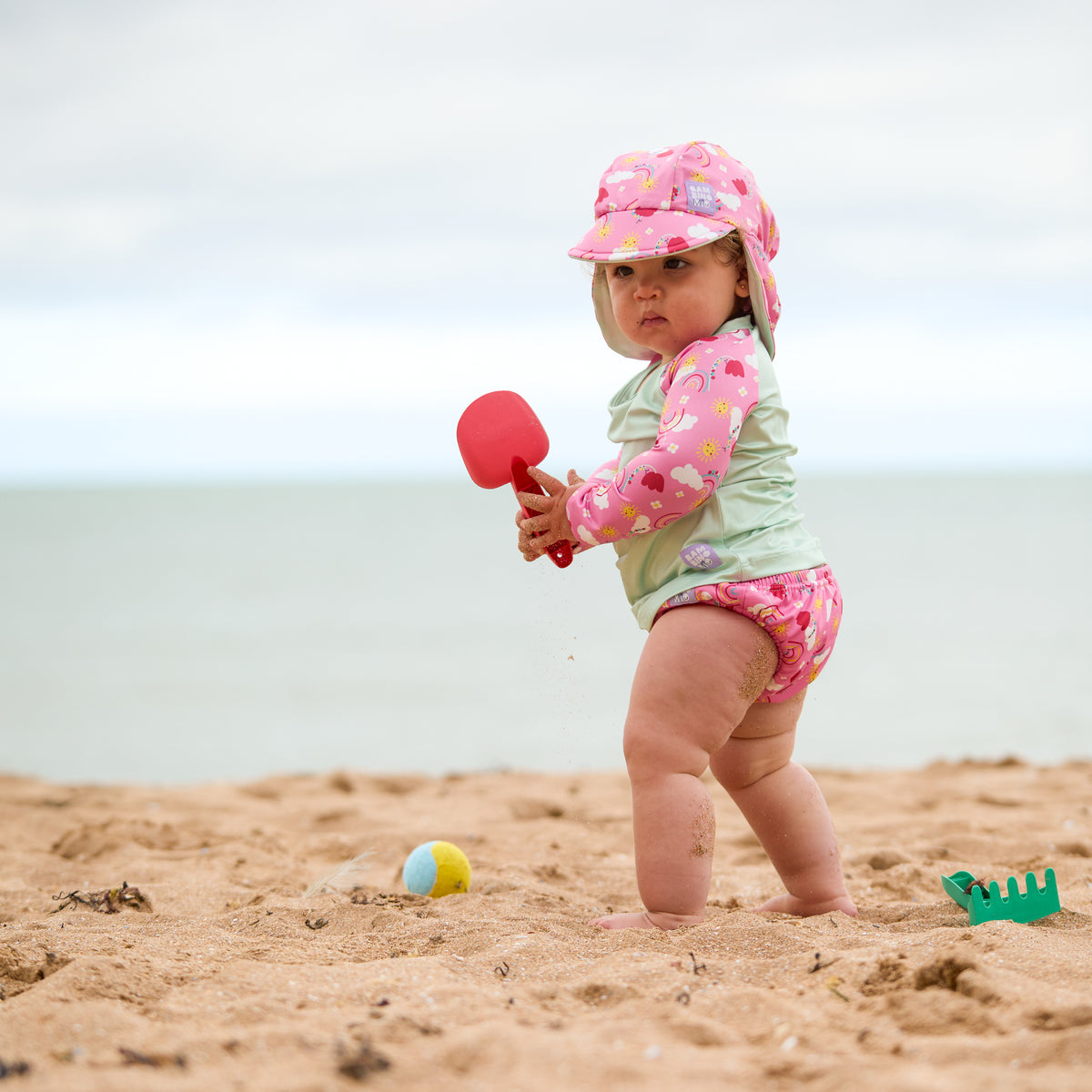 3 Piece Baby Swim Set with Swim Nappy, Swim top and Swim Hat in Happy Days - Bambino Mio (EU)