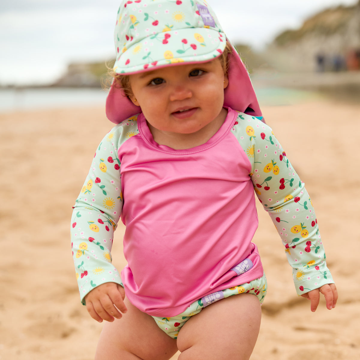 UPF 40+ Soft and Gentle Protective Beach Rash Vest in Juicy Fruit - Bambino Mio (EU)
