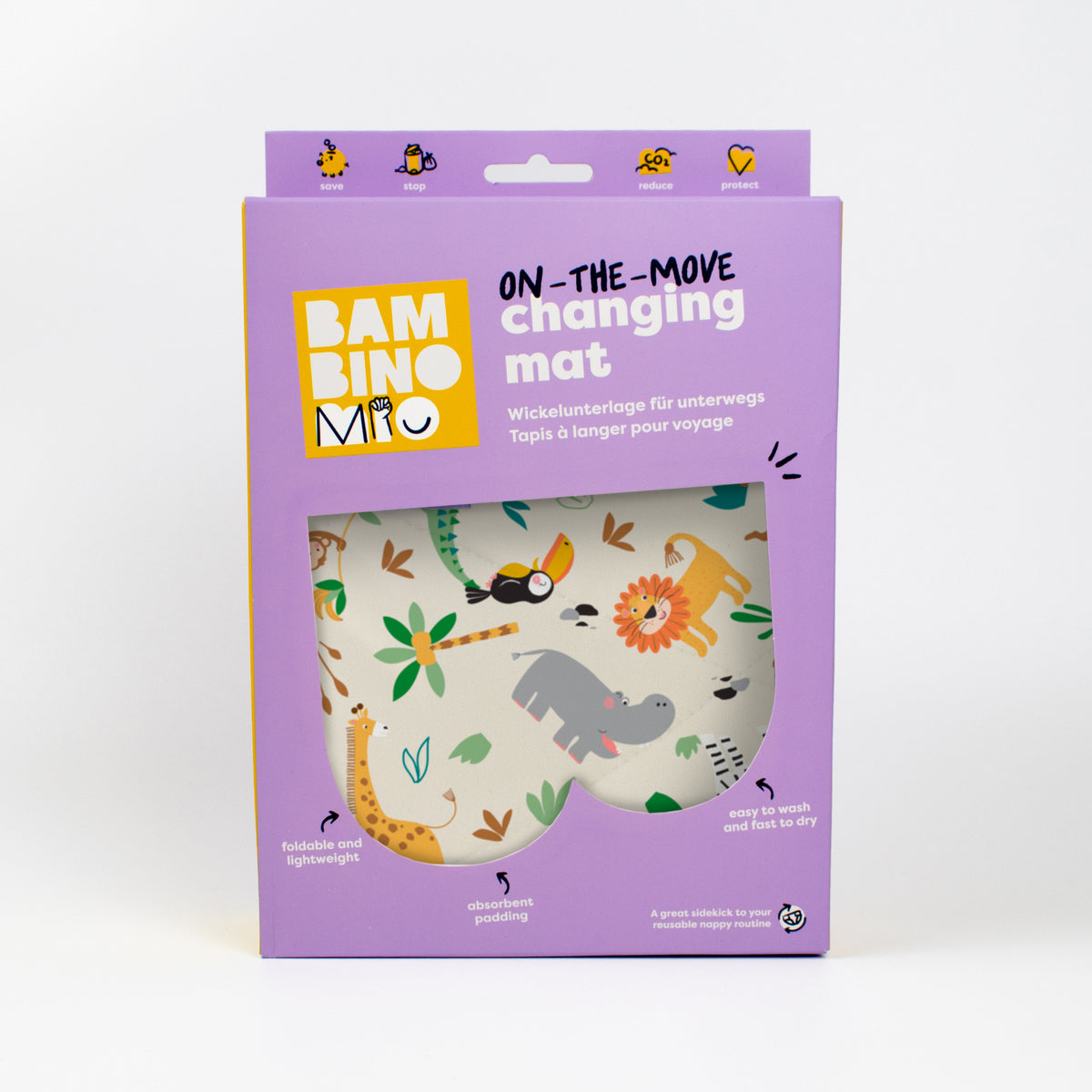 On-The-Move Baby Changing Mat in Safari Squad - Bambino Mio (EU)