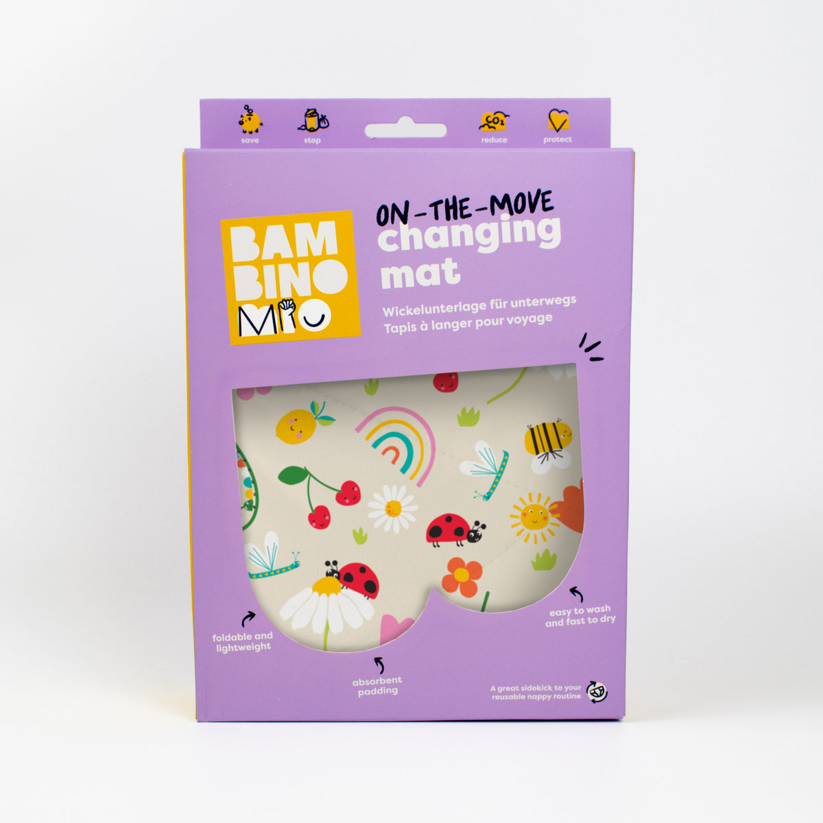On-The-Move Baby Changing Mat in Sunshine Friends - Bambino Mio (EU)
