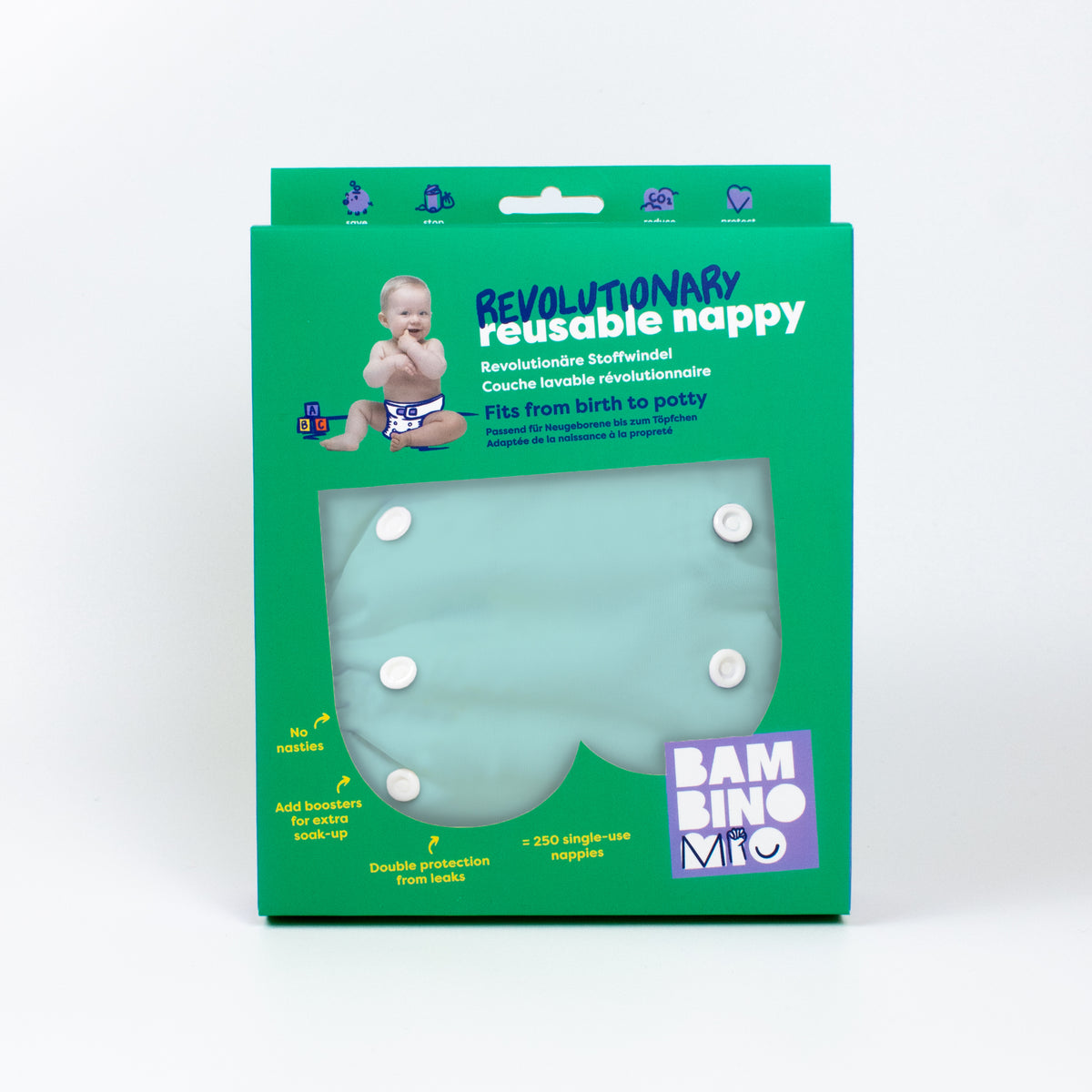 Revolutionary Reusable Diaper in Aqua - Bambino Mio (EU)
