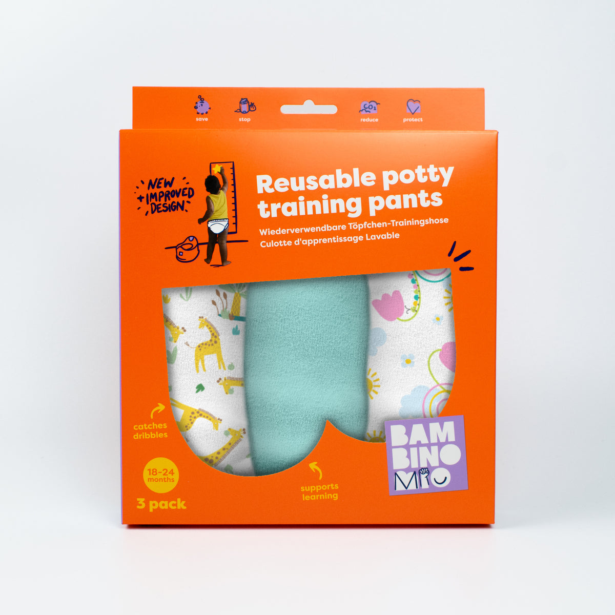 NEW: Reusable Potty Training Pants 3 Pack in Beary Blue Skies - Elite - Bambino Mio (EU)