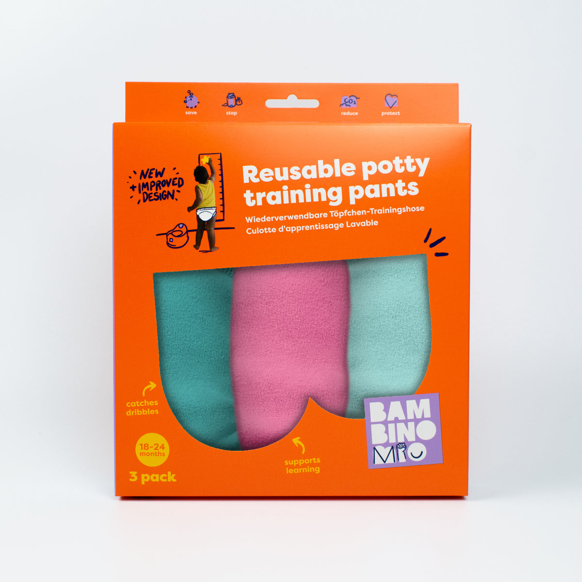 NEW: Reusable Potty Training Pants 3 Pack in Pink - Elite - Bambino Mio (EU)