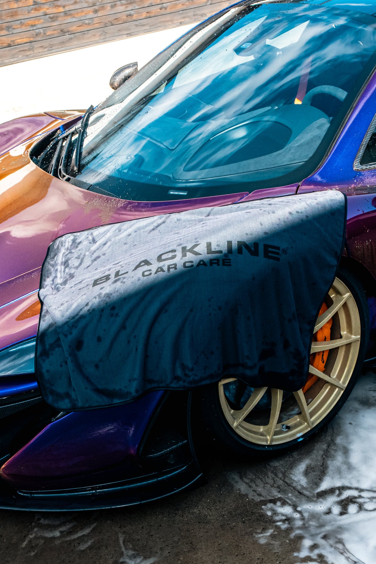 Slim Drying Towel being used during a vehicle wash.