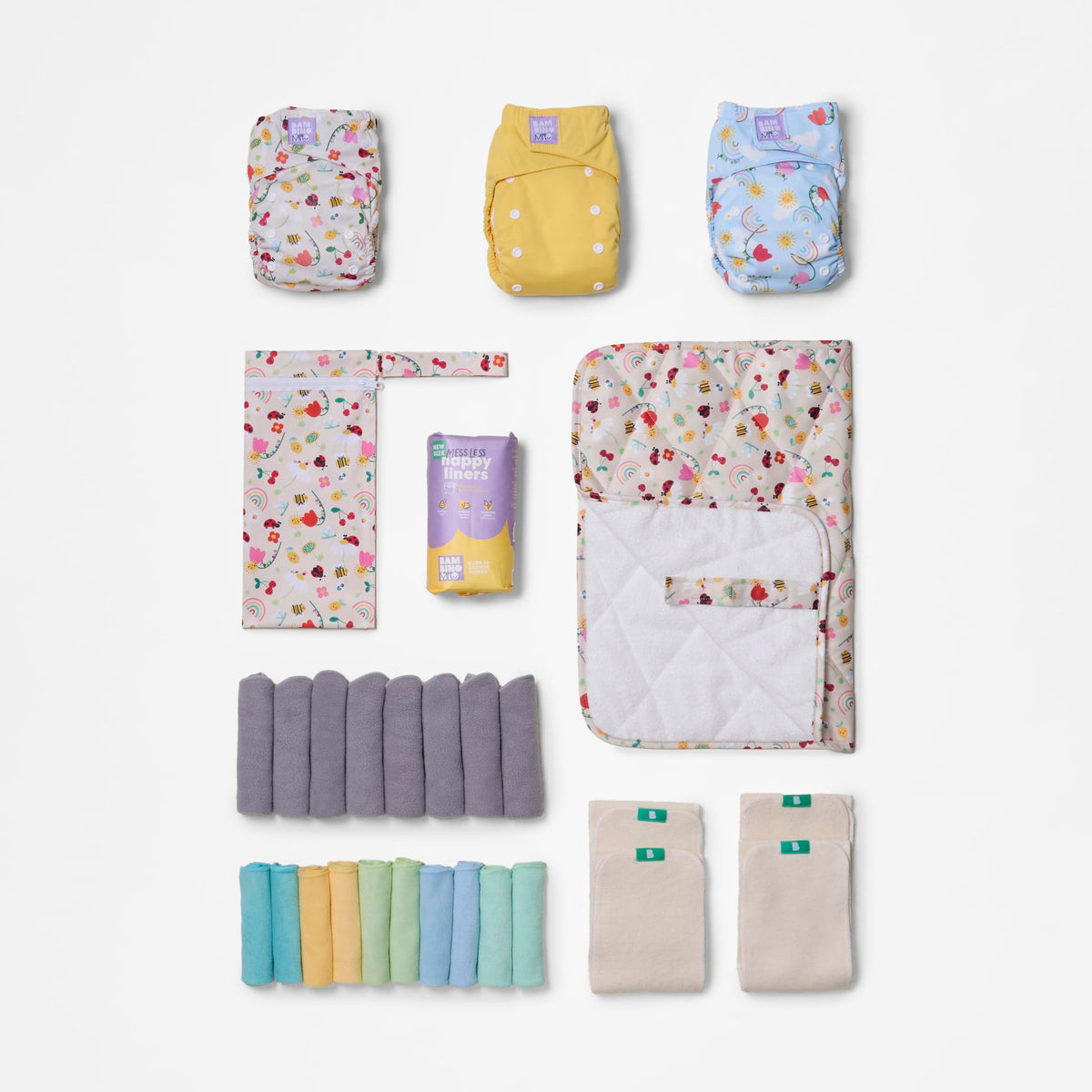 The Day-Out Reusable Nappy Bundle in Garden Party - Bambino Mio (EU)