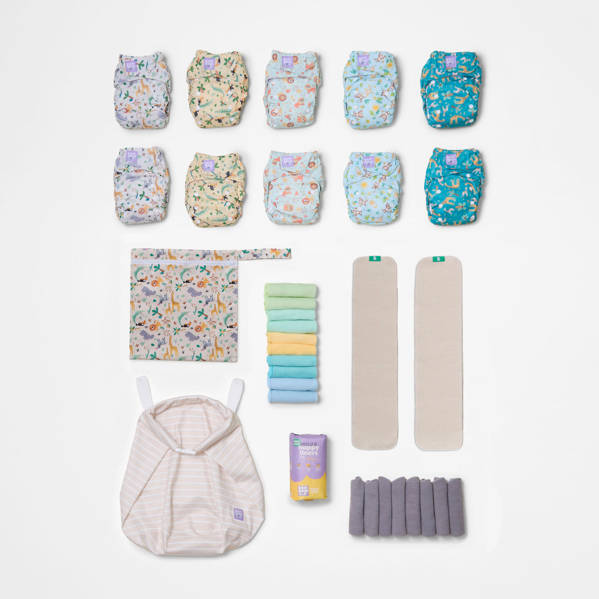The Essentials Reusable Diaper Bundle in Wild Life - Bambino Mio (EU)