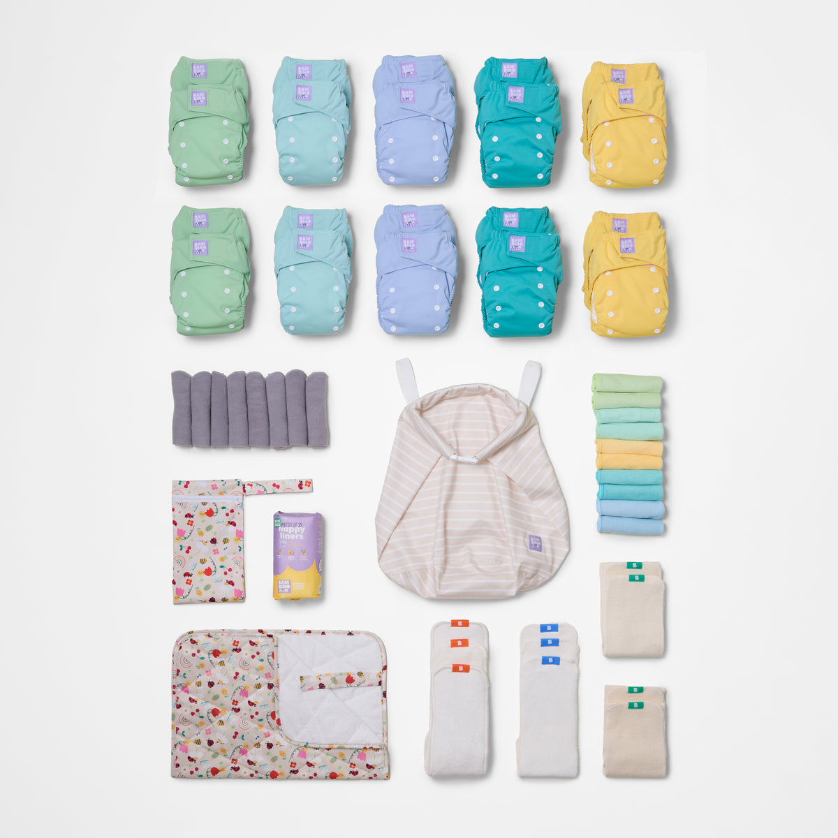The Everything Reusable Diaper Bundle in Pastels - Bambino Mio (EU)