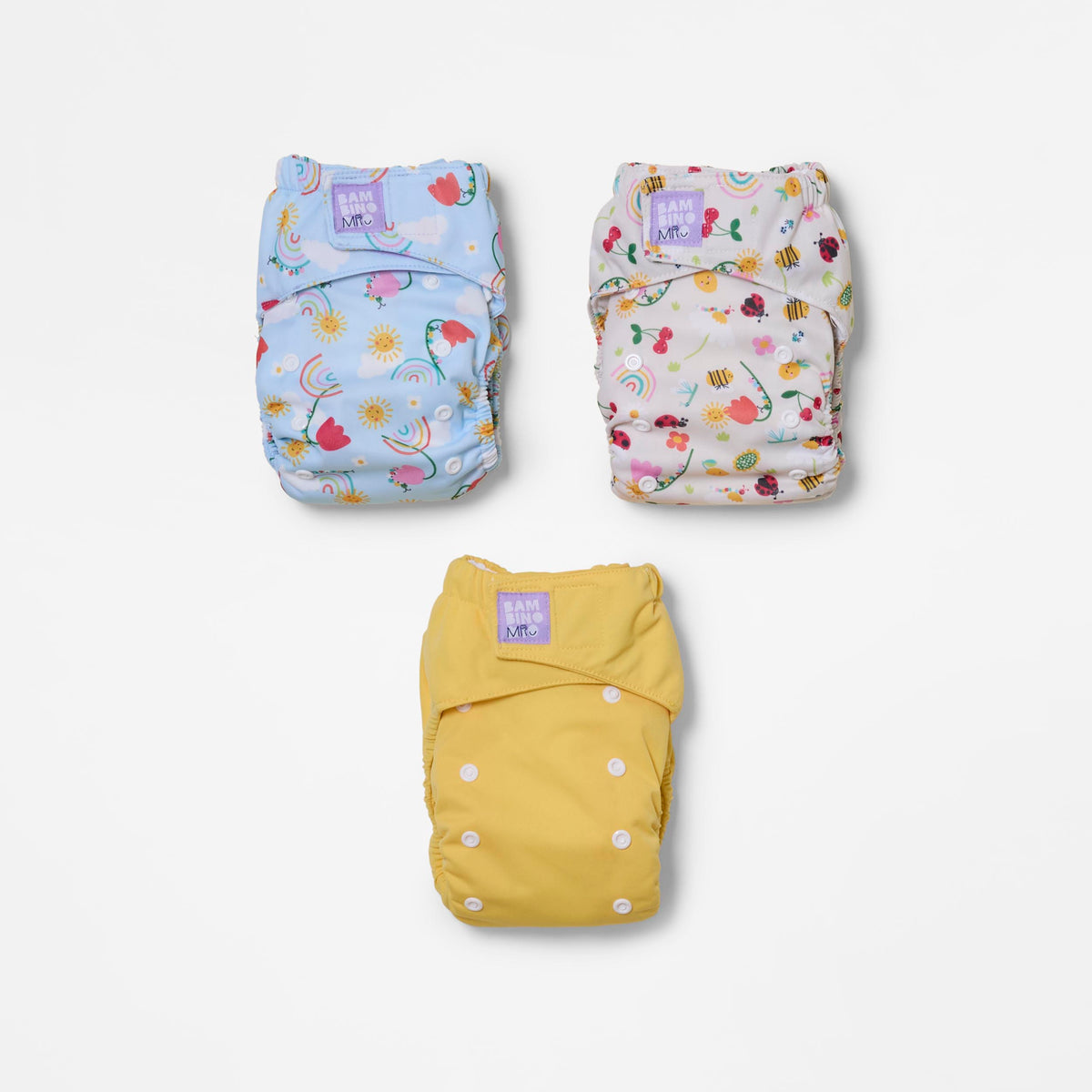 Revolutionary Try-Me-Trio Reusable Diaper Bundle in Garden Party - Bambino Mio (EU)