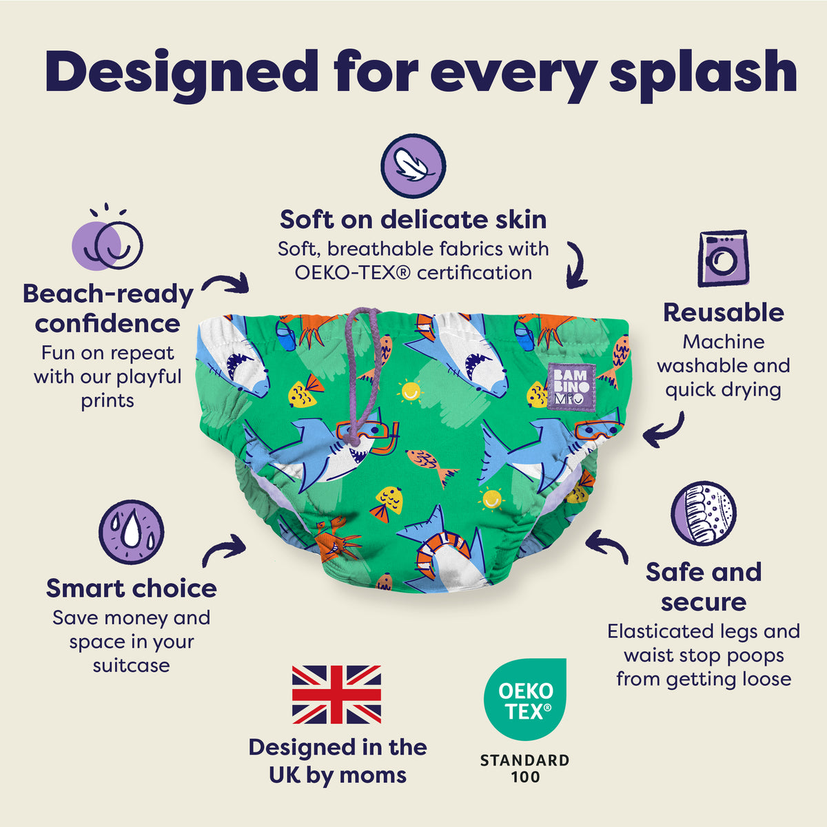 Reusable Swim Diaper in Finn