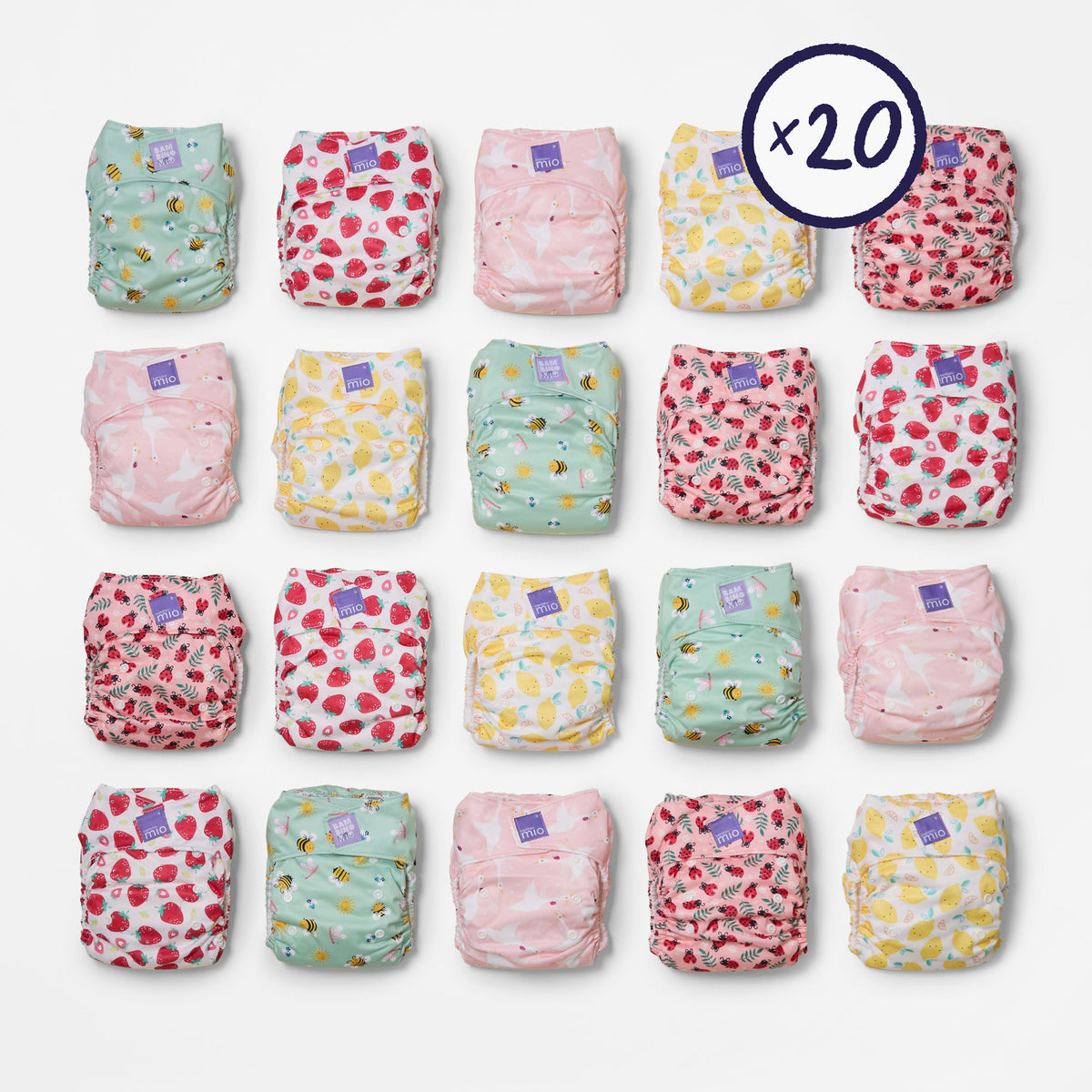20 Pack Miosolo All-in-One Reusable Diaper in Bugs Life - Bambino Mio (EU)