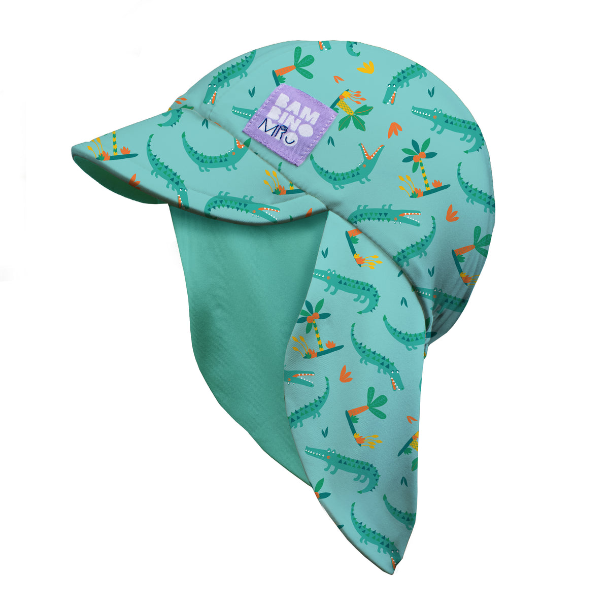 UPF 40+ Reversible Swim Hat for Babies and Toddlers in Crafty Croc - Bambino Mio (EU)