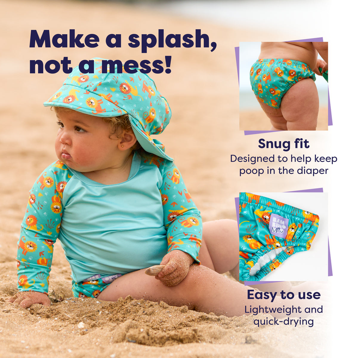 Reusable Swim Diaper in Cool Cats