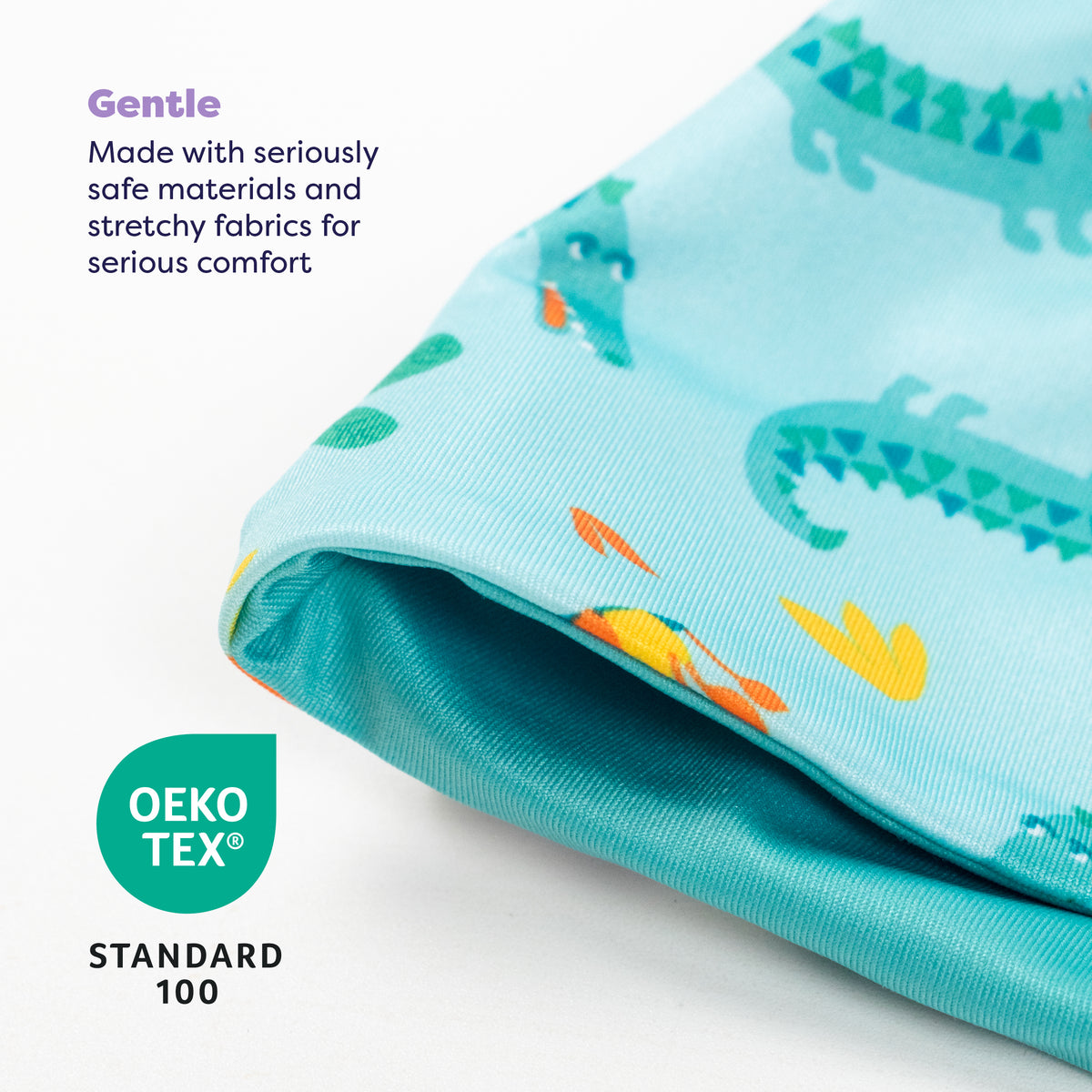 UPF 40+ Reversible Swim Hat for Babies and Toddlers in Crafty Croc - Bambino Mio (EU)