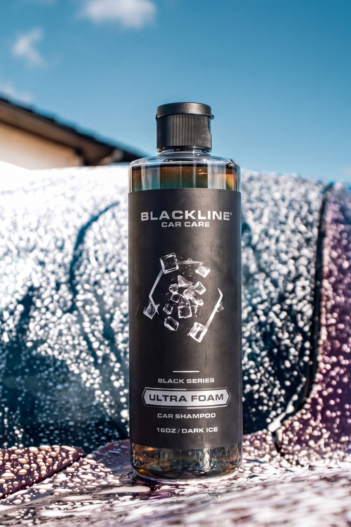 Blackline Ultra Foam 64oz Dark Ice lifestyle photo during a foam wash.