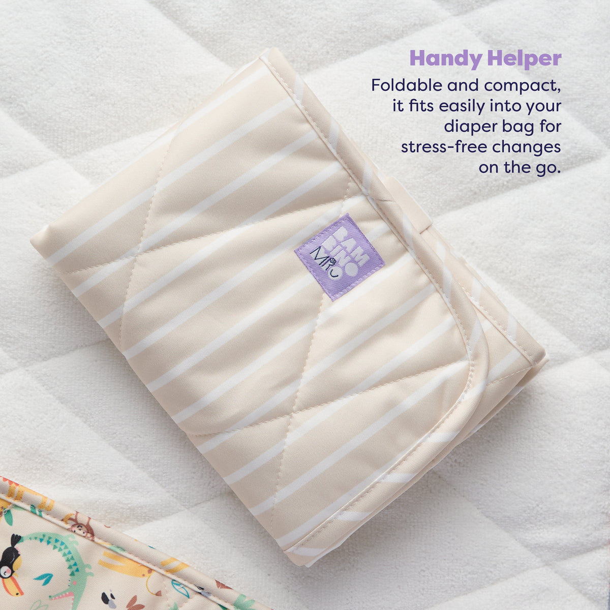 On-The-Move Baby Changing Mat in Neutral Stripe - Bambino Mio (EU)
