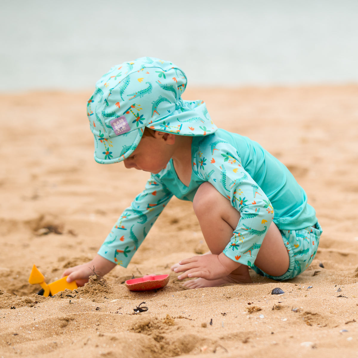 UPF 40+ Soft and Gentle Protective Beach Rash Vest in Crafty Croc - Bambino Mio (EU)