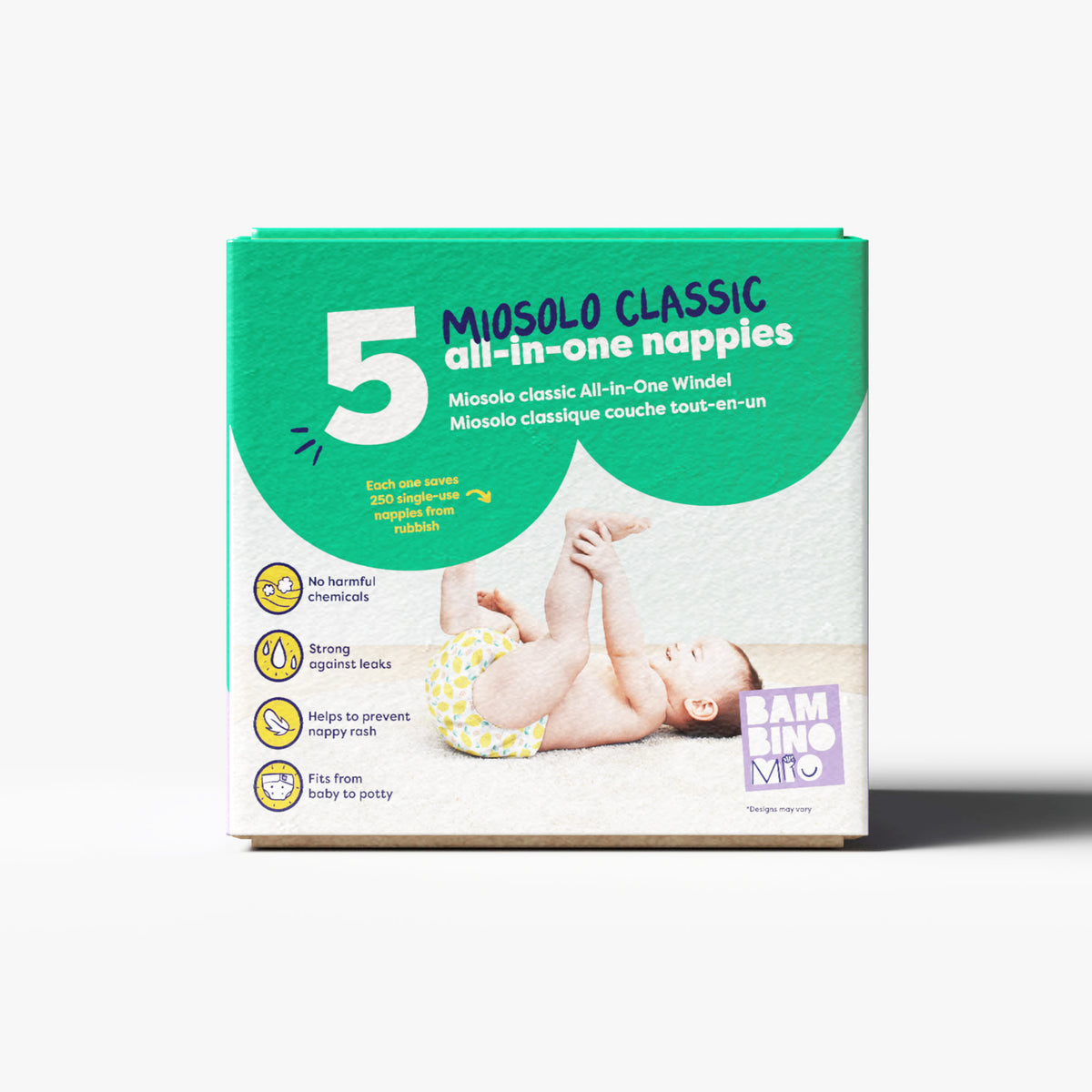5 Pack Miosolo All-in-One Reusable Diaper in Bugs Life - Bambino Mio (EU)
