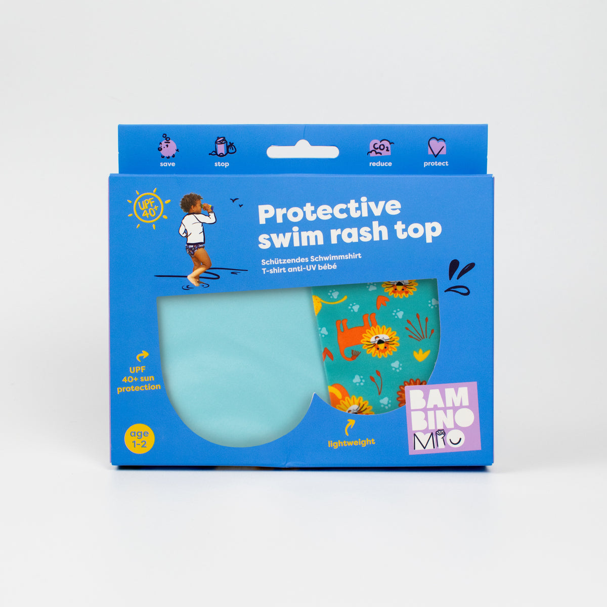 UPF 40+ Soft and Gentle Protective Beach Rash Vest in Cool Cats - Bambino Mio (EU)