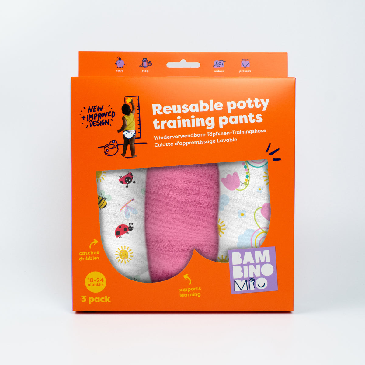 NEW: Reusable Potty Training Pants 3 Pack in Garden Party - Elite - Bambino Mio (EU)