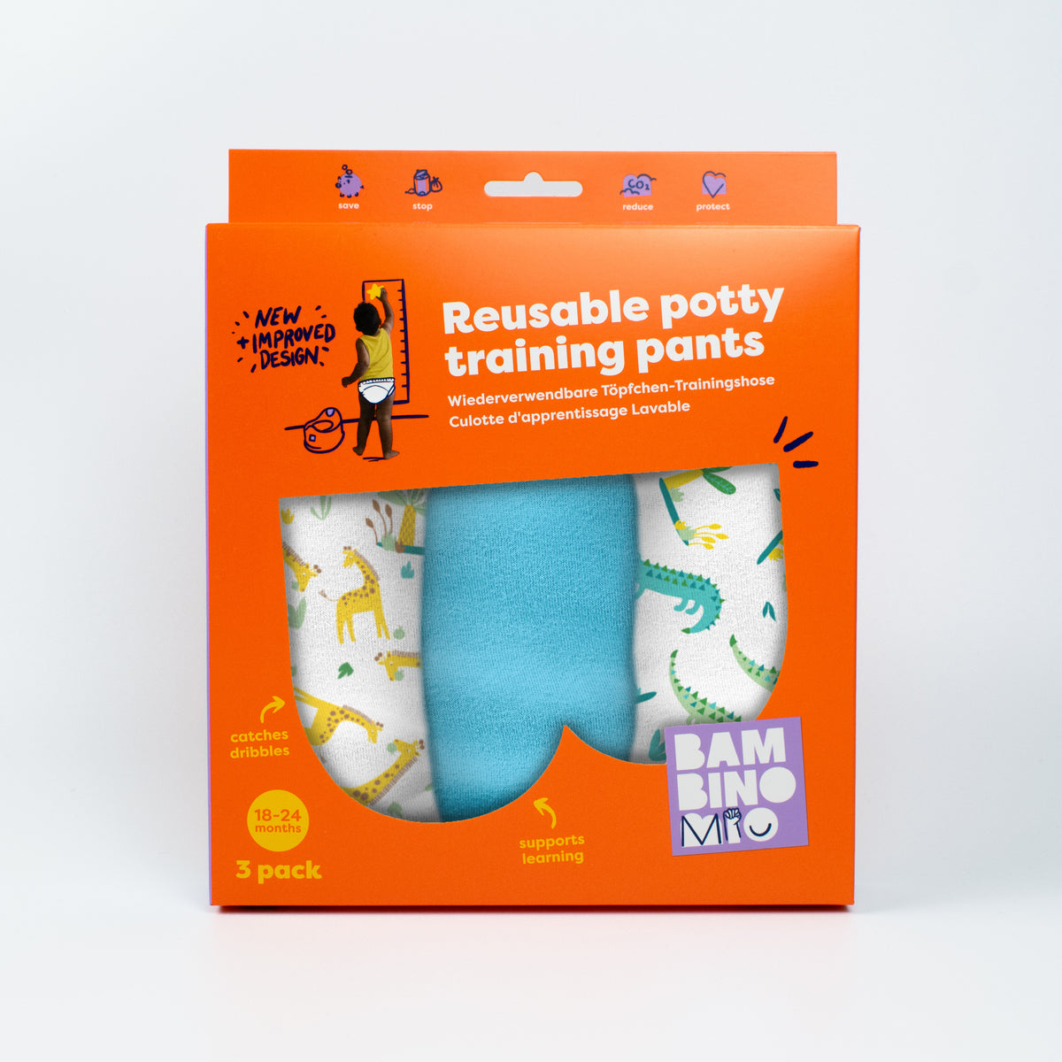 NEW: Reusable Potty Training Pants 3 Pack in Wild Life - Elite - Bambino Mio (EU)