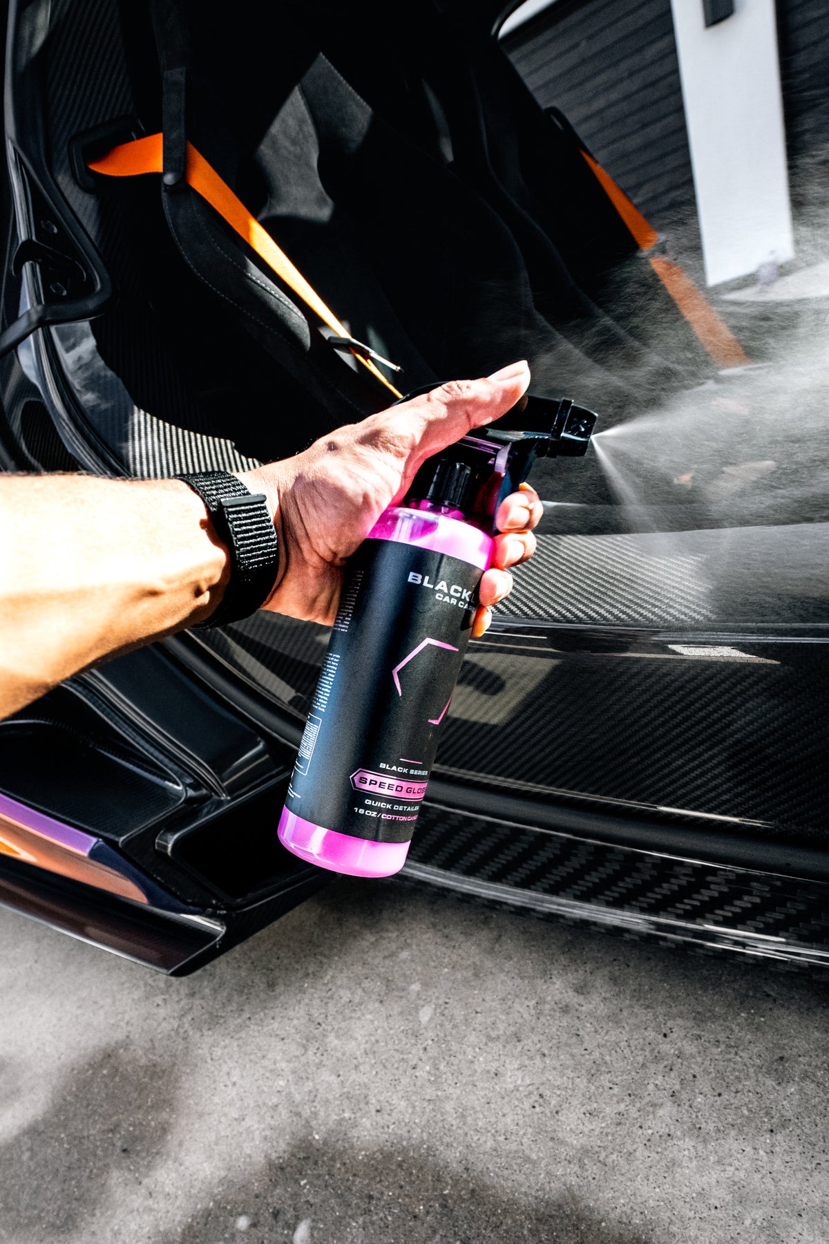 Blackline Speed Gloss enhancing the shine on a vehicle surface.
