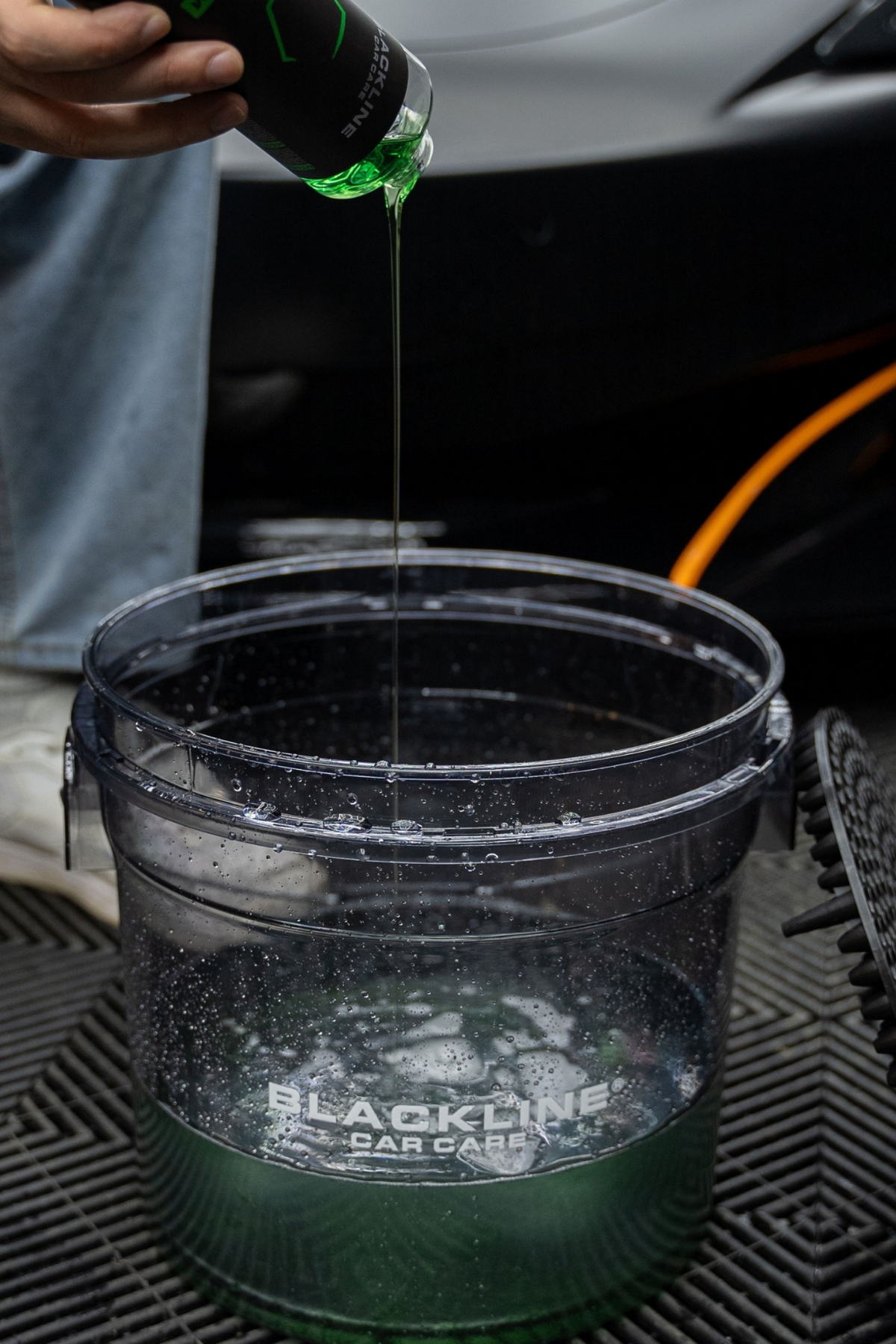 Blackline Detailing Bucket in use during a car wash.
