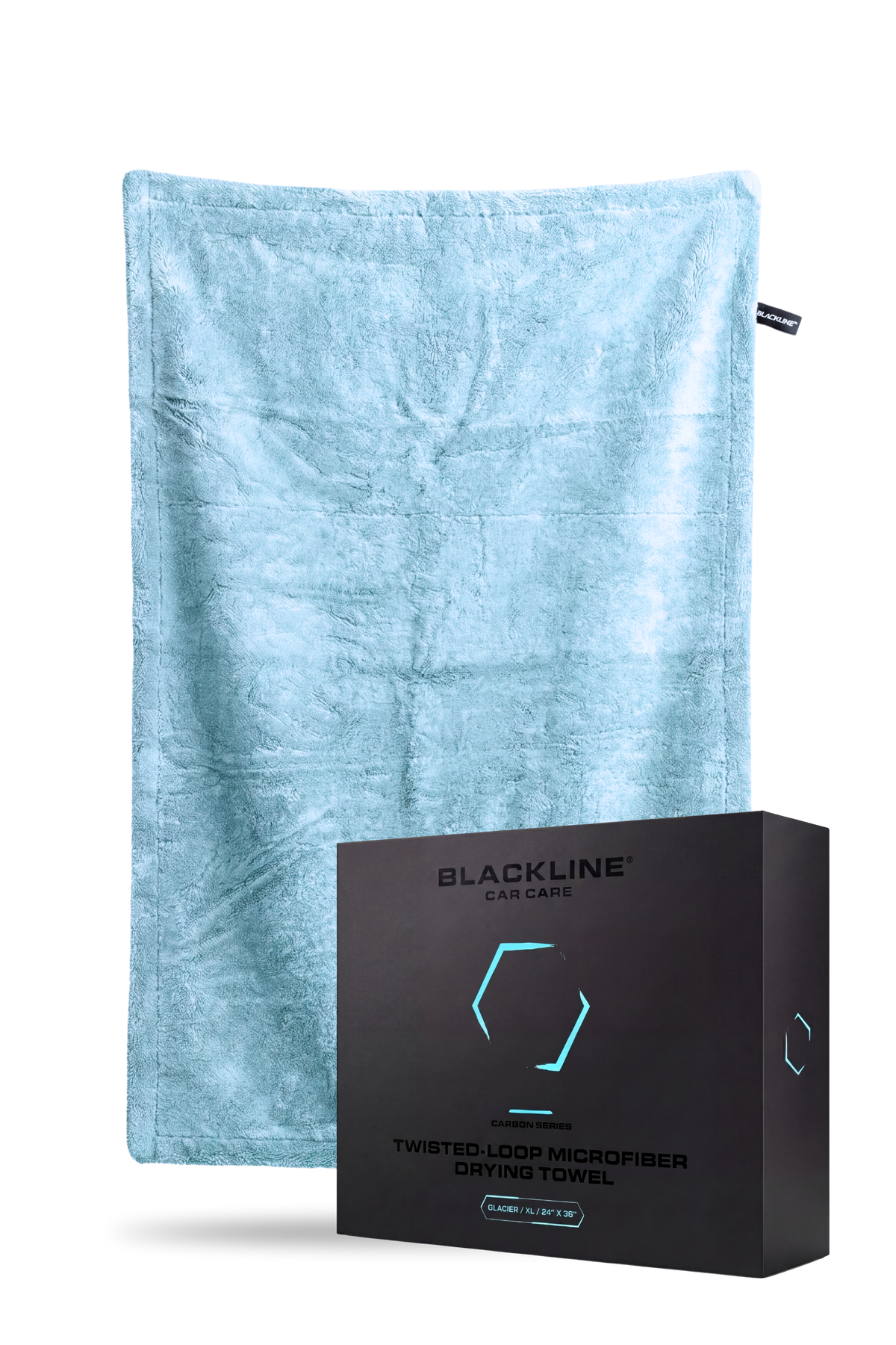 Glacier light-blue Blackline twisted-loop microfiber drying towel laid flat, single-pack option.