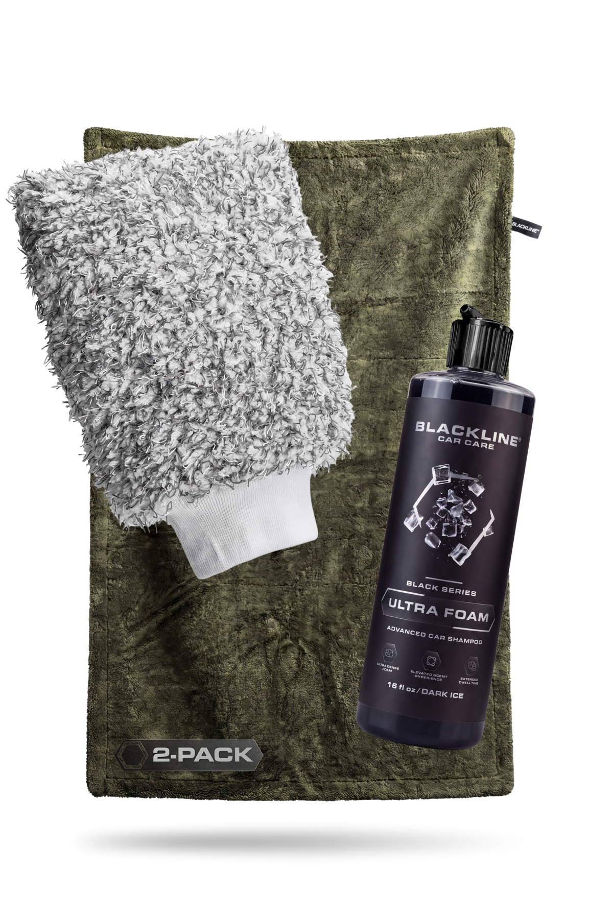 Blackline Twisted-Loop Drying Towel 2-pack Army Green with Dark Ice Ultra Foam 16oz