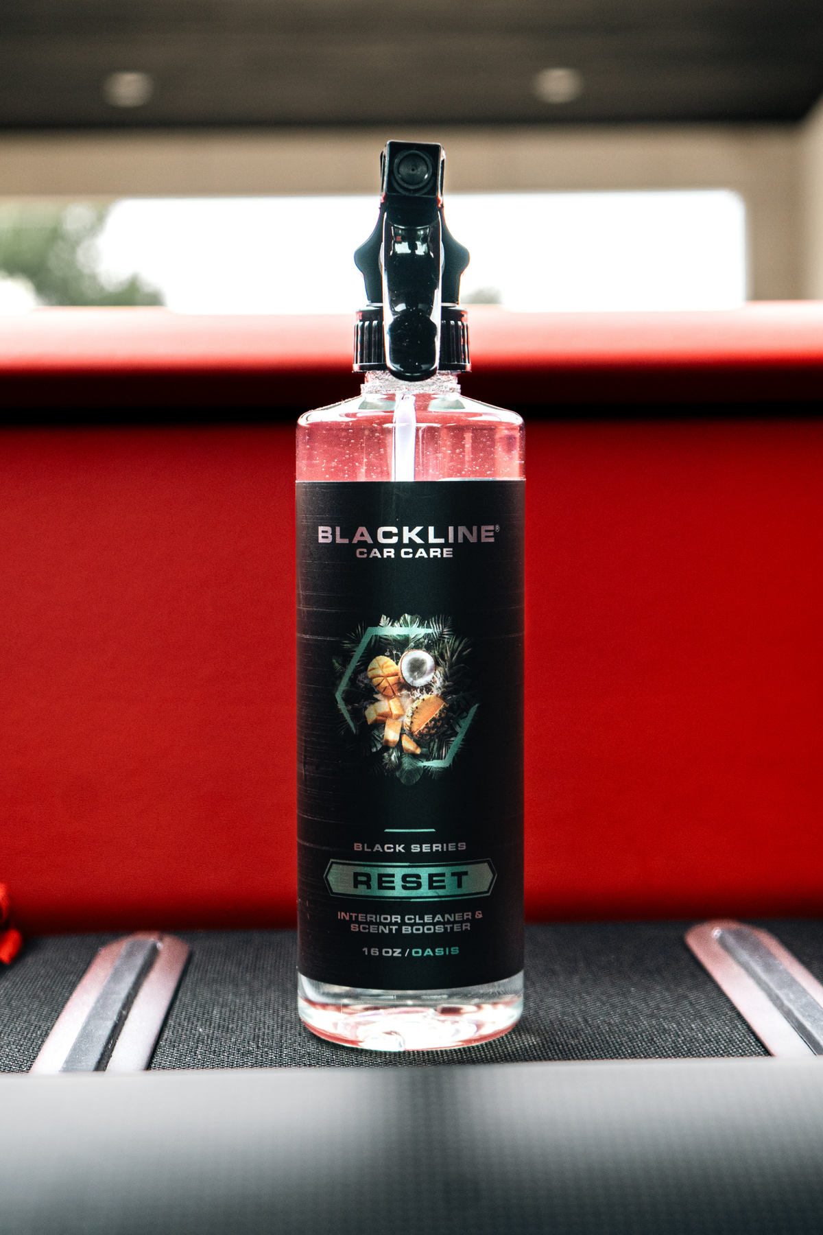 Blackline Reset Oasis interior cleaner spray bottle close-up zoom